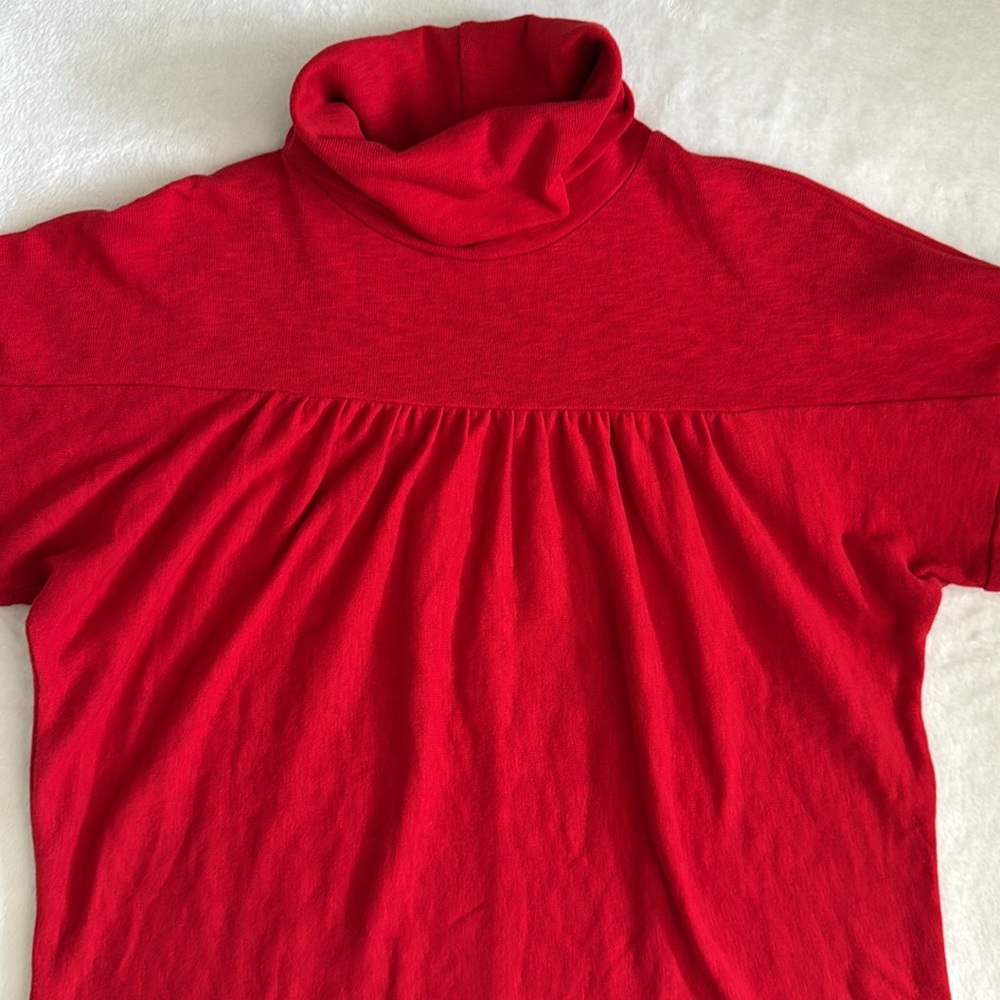 Maeve by Anthropologie | Mariah Gathered Turtleneck Lightweight Sweater Red (M) - Picture 3 of 16